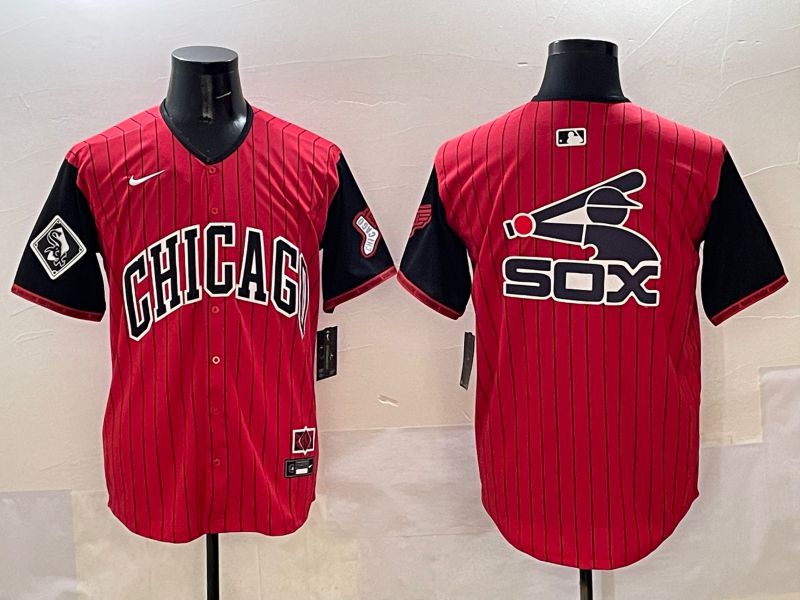 Men Chicago White Sox Blank Red Stripe Joint Name 2025 Nike MLB Jersey style 10